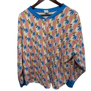 Mickey Unlimited Vintage Mickey Mouse All-Over Print Henley Pajama Top